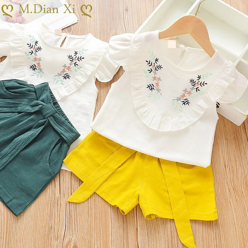 Conjuntos de ropa para niñas, conjunto de Top de manga voladora con ...