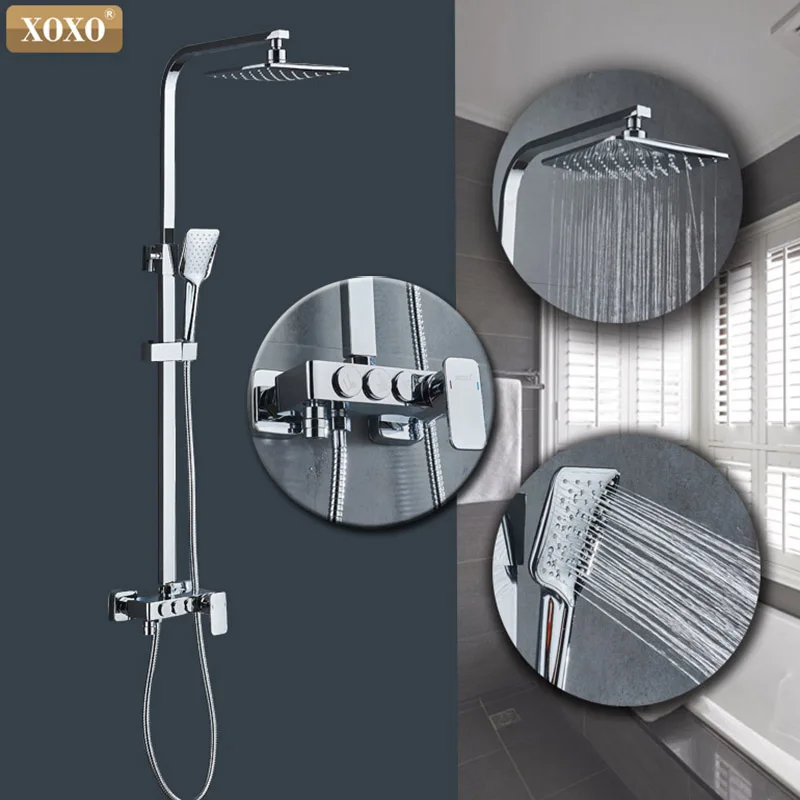 

XOXO Cold and Hot High Quality Chrome Bath Shower Mixer Faucet Rotate Tub Spout Bathroom Wall Mount Rainfall Shower 9910