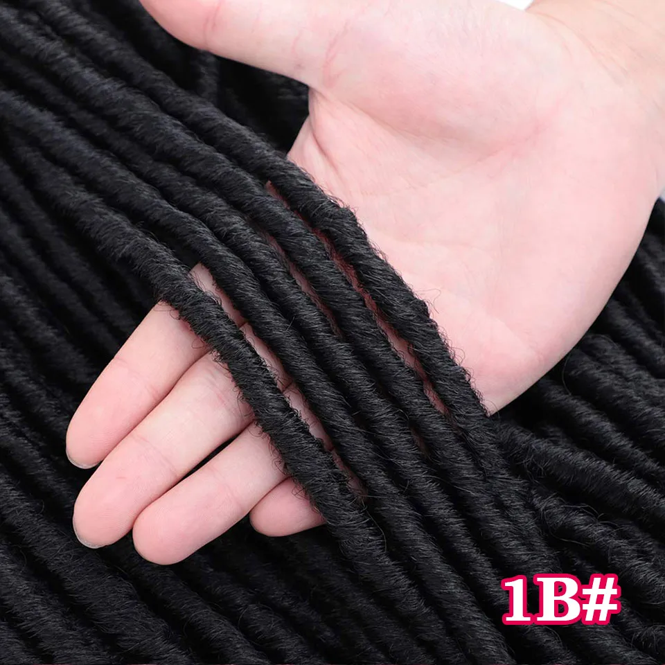 # 1B Энергичные искусственные локоны в стиле Crochet косички 16 20 дюймов мягкие натуральные синтетические волосы для наращивания 24 стойки/упаковка Goddess Dread Loc Hair - Цвет: # 1B