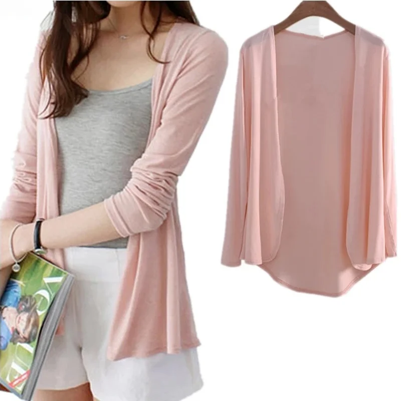 Women cardigan summer autumn thin knitted long sleeve cardigans female