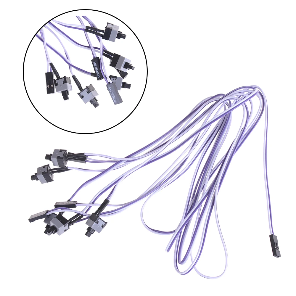 

5pcs Push Button Switch Computer Motherboard Power Cable Switch On/Off/Reset Button Replacement Power Momentary Connector Cable