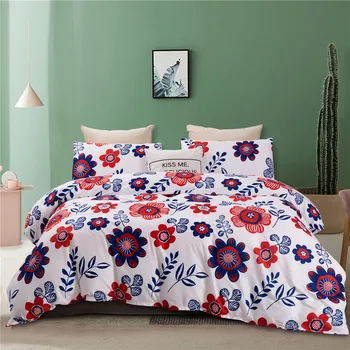 

Summer Printed Quilt Cover Pillowcase Three-Piece Geometric Printed Bedding Comfortable Soft Breathable
