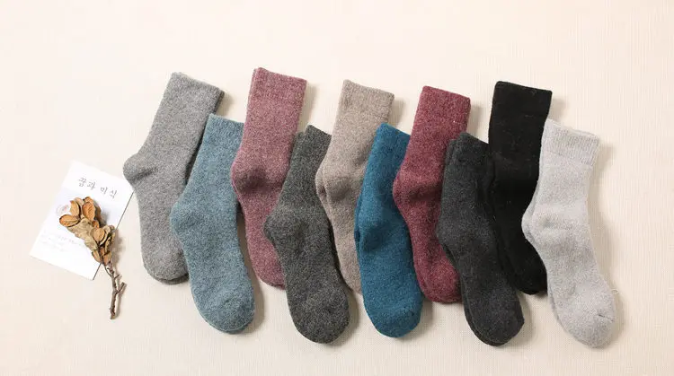 Суперплотные однотонные носки из мериносовой шерсти; носки с кроличьими сапогами для холодной зимы; теплые забавные женские носки для русской зимы