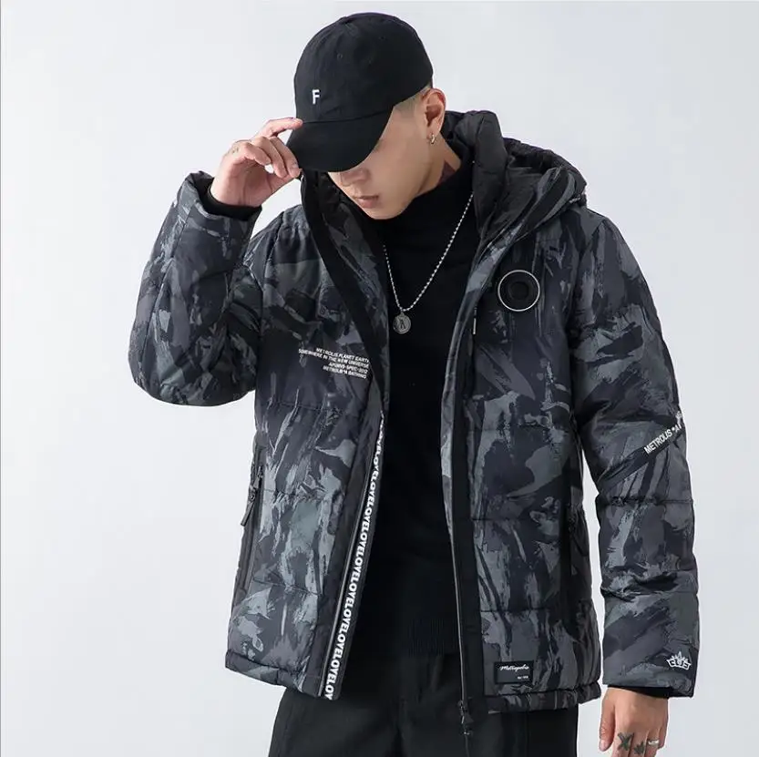 Winter men cotton padded clothes camouflage male hooded wadded jacket fashion waterproof warm coats youth casual outdoor thick - Цвет: color same picture