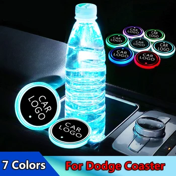 

2pcs New Car Accessories Logo Light LED Cup Drink Holder Anti Slip For Dodge caliber ram 1500 caravan charger grand Lamp Styling