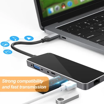 

Elisona 11 in 1 Portable USB Type-C Concentrator Adapter Splitter Hub with 4K HDMI Port 3.5mm Audio Port for Home Office Travel