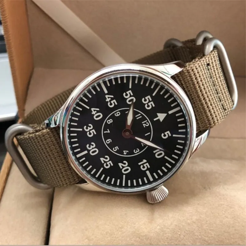 44 мм B-Uhr pilot ETA6497 Мужские механические часы ST3621 Move men t Супер Светящиеся мужские наручные часы Parnis в стиле милитари