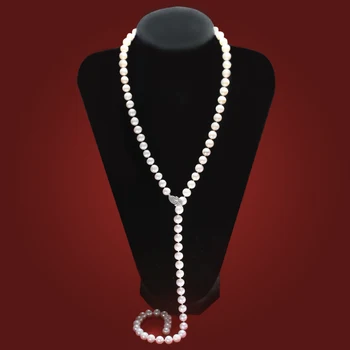 

long chain length freshwater pearl necklace 10-11 sweater chain necklace 60inch