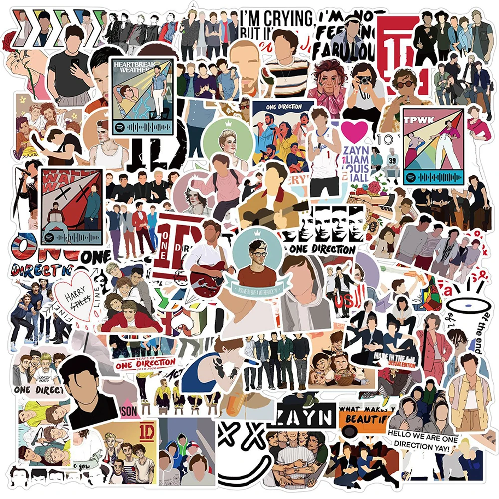 

50/100PCS One Direction Band Stickers Laptop DIY Guitar Luggage Skateboard Fridge Cool Waterproof Wall Graffiti Sticker Toys