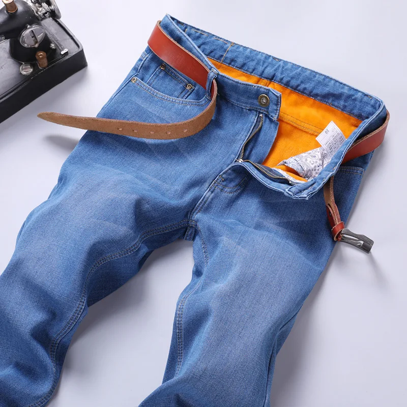 CHOLYL Новые мужские теплые джинсы высокого качества Известные бренды осенние зимние джинсы утепленные флисовые мужские джинсы длинные брюки 28-42