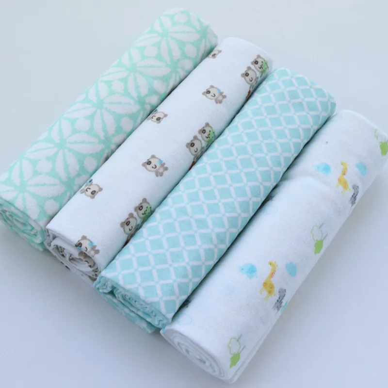 NEW 4PCS/Pack 100% Cotton Flannel Receiving Baby Blanket Newborn Colorful Cobertor Baby Bedsheet Supersoft Bebe Blanket 76x76cm 4