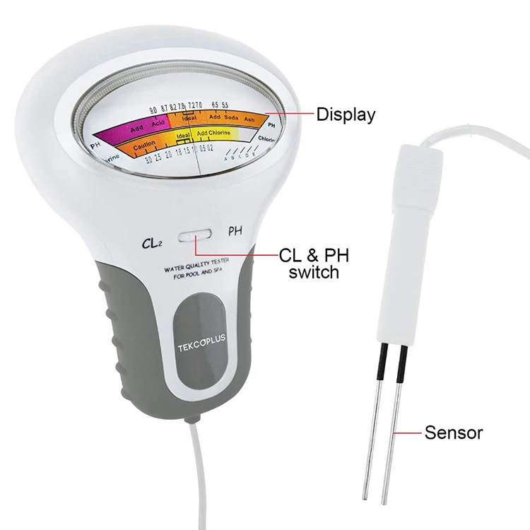 2 In 1 Water Quality Tester PH Chlorine Level CL2 Tester Meter Portable Digital for Swimming Pool Spa Water Quality Analyze