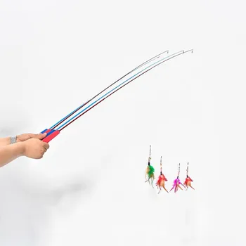 

Pet Playing Teaser Toy Cat Interactive Toy Retractable 3-section Wand Fishing Pole Toy and Replacement Exercise For Dog Kitty