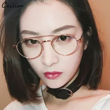 Новинка, дизайнерские женские очки, оптическая оправа, металлическая круглая оправа для очков, прозрачные линзы, очки, черные, серебряные, Золотые очки