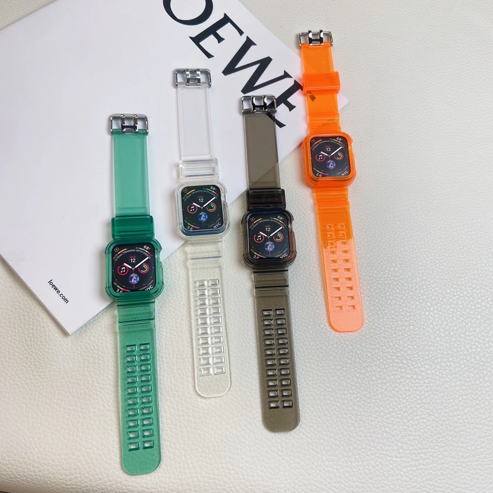 Резиновый прозрачный спортивный чехол для Apple Watch Band Series 1 2 3 4 5 6 se ремешок Iwatch 38 мм