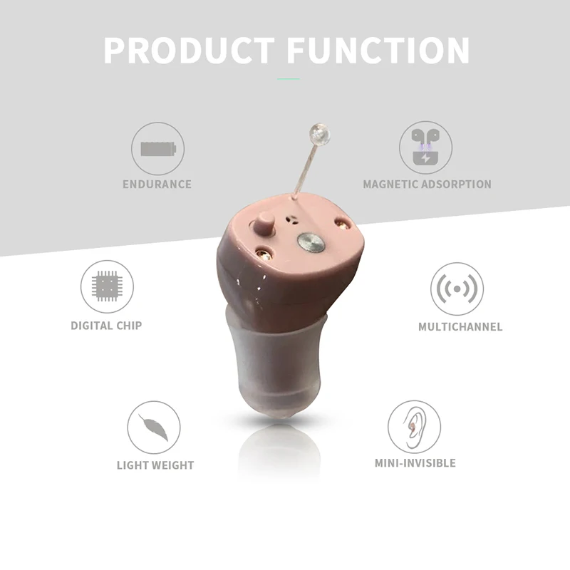 C600 Rechargeable Digital Wireless Hearing Aid 8-Channels 16-Bands Mini CIC Sound Amplifier with Portable Charging Box Dropship 3