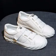 Кожаная женская белая обувь на плоской подошве Корейская версия весенне-Осенняя обувь на платформе женские кроссовки прогулочная обувь со шнуровкой J2-07