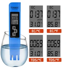TDS EC mètre testeur de température stylo 3 In1 fonction conductivité mesure de la qualité de l'eau TDS & EC testeur 0-9000ppm 47% Off