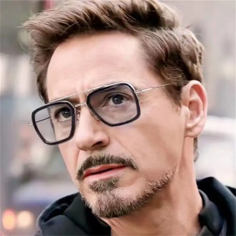 Tony Stark солнцезащитные очки квадратное железо мужские брендовые дизайнерские модные роскошные металлические большие оттенки мужские UV400 zonnebril heren