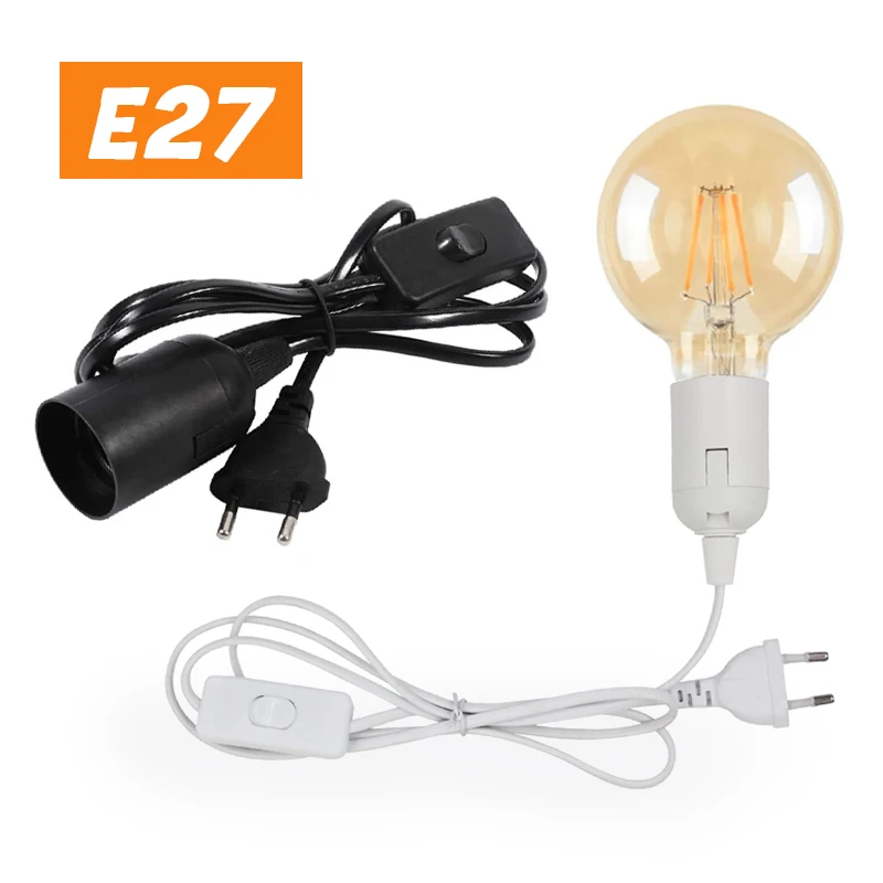 1.8m EU/US Plug E27 Modern Cable Cord Plug In Pendant Lamp Light Bulb Holder new 
