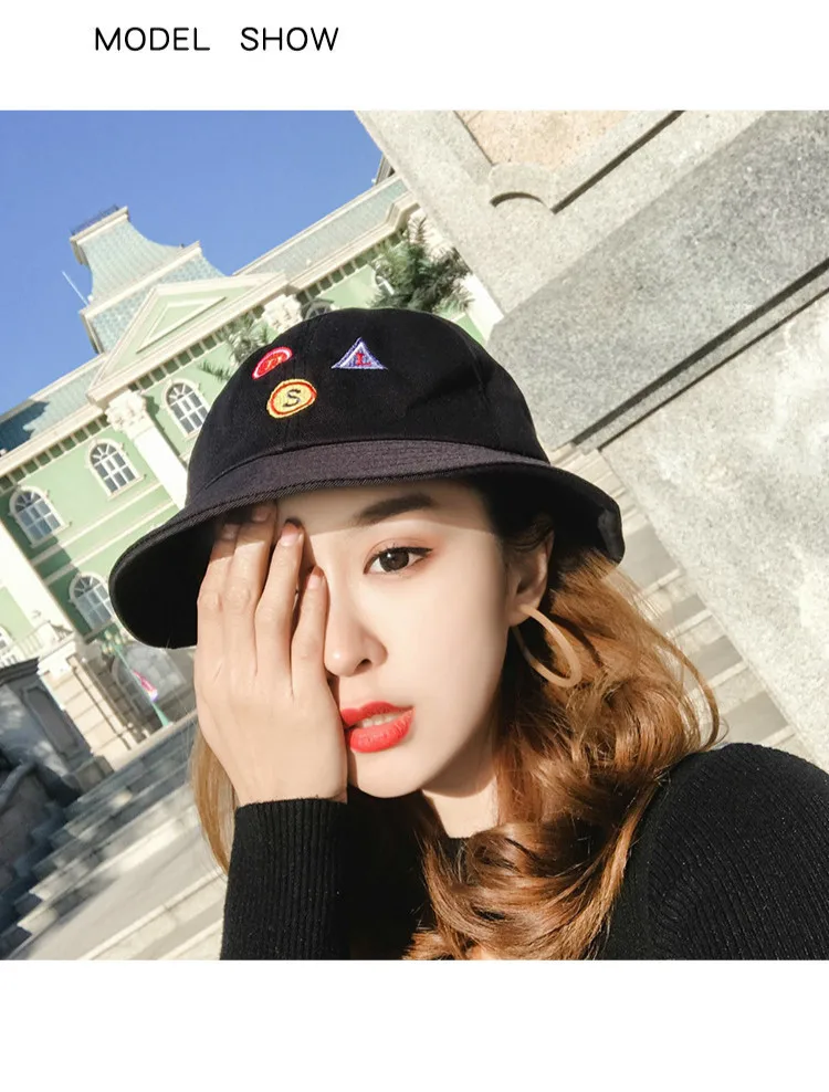 Summer Hat Women Mens Panama Bucket Hat Interesting Embroidery Design Flat Sun Visor Fishing Bucket Hat Chapeu Hip Hop Cap