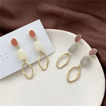 

Gemetric Matte Pendant Simple Dangle Earrings for Women 925 Silver Needle Minimalist Jewelry