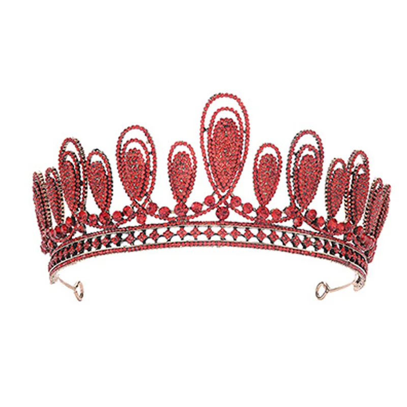 Роскошные Корона для невесты ручной работы Стразы тиара красные серебристые