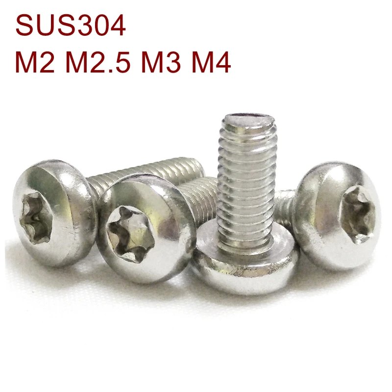Нержавеющая сталь круглая головка Torx винт M2 M2.5 M3 M4 SUS304 шесть лепестков безопасности головки винты