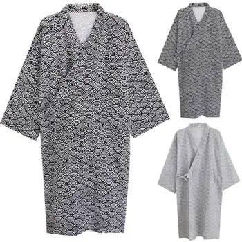 

Men Kimono Bath Robe Suck Water Elegant Bathrobe Fashion Printing Sleepwear Nightgown Loose Mid perfect for relaxing at home
