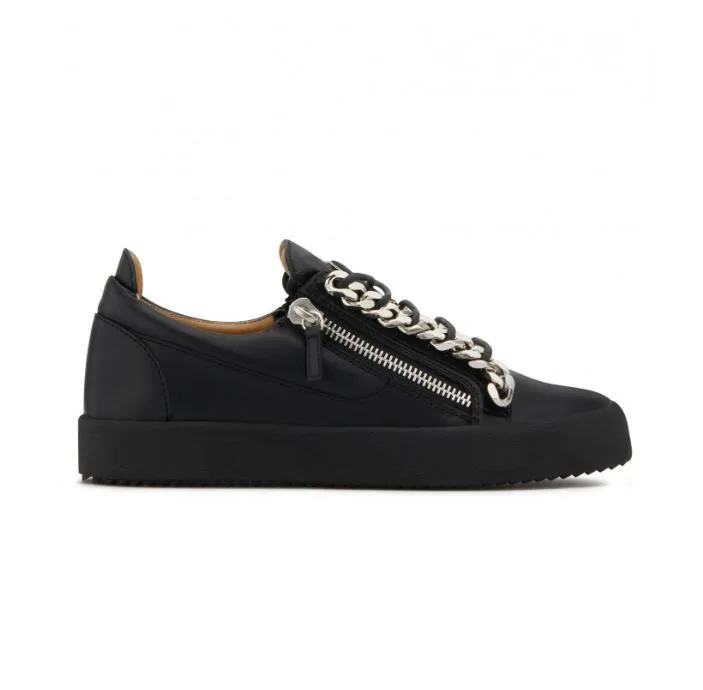 Черный Qianruiti chaussure homme; Низкие кроссовки с металлическими цепочками; мужские белые, черные повседневные кроссовки на резиновой подошве; - Цвет: Черный