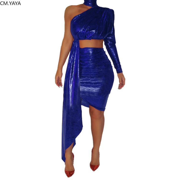 Женский осенний костюм из двух предметов укороченный топ на одно плечо с