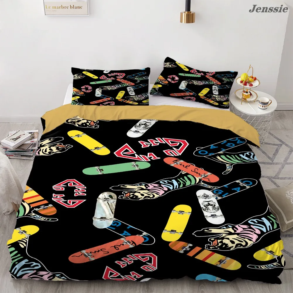 Skateboarding Skateboard Boys Bedding Set Full Comforter Quilt Bedspread Sheet 