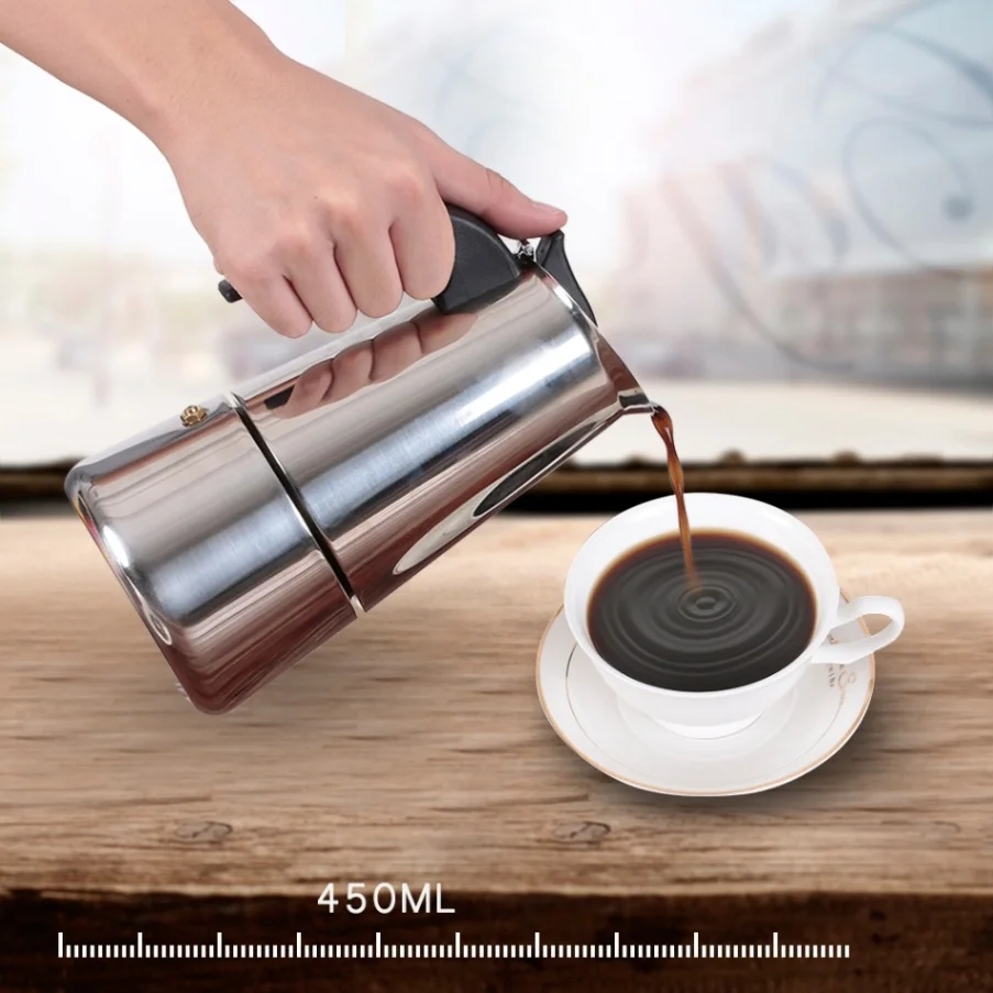 450ml Чайник Moka, Кофеварка, эспрессо, плита, Перколятор, эспрессо, чайник, плита, топ, Кофеварка, итальянский эспрессо, Кофеварка, горшок - Цвет: 450ml