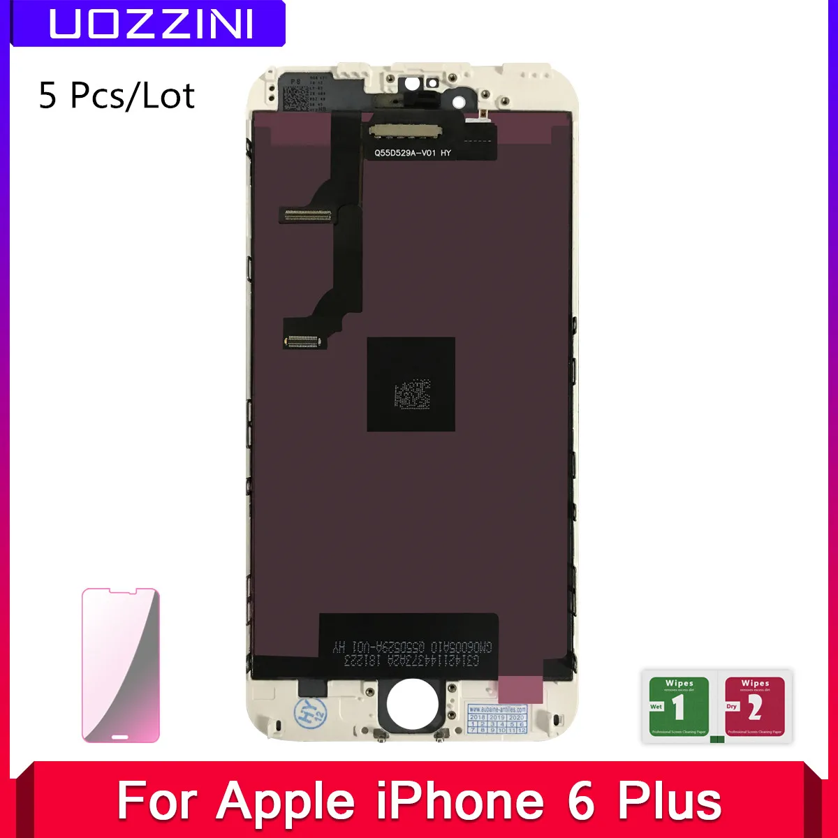 5 шт. для Apple iPhone 6 Plus 5,5 класса AAA ЖК-дисплей кодирующий преобразователь сенсорного экрана в сборе Замена с закаленным стеклом