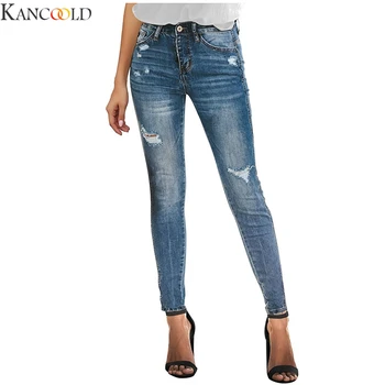 

KANCOOLD Women Plus Size Button-hole High-Waist Slim Casual Pants Jeans Pencil Pants Denim Jean Ladies Trousers Fashion New