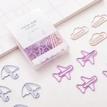 12 Uds Mini Clips de papel huecos OutKawaii papelería de dibujos animados carpeta Clips fotos porta boletos notas carta abrazaderas de papel