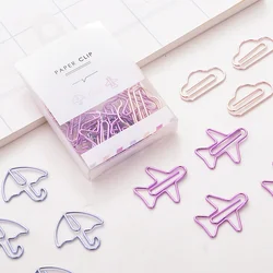 12 pièces mignon Mini trombones creux OutKawaii papeterie dessin animé reliure Clips Photos porte billets Notes lettre pinces à papier 