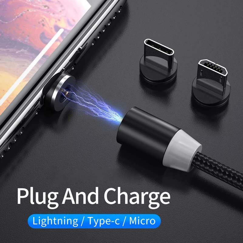Магнитный светодиодный кабель Micro USB 1 м для Xiaomi Redmi 4X 6A 7A Type C зарядный Huawei P30 P20 Mate 20