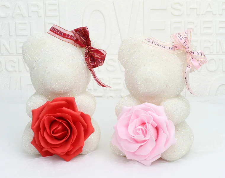 20 см Кристалл Алмаз Роза медведь на День Святого Валентина подарок Мишка со стразами Девушка День рождения Рождество год подарки