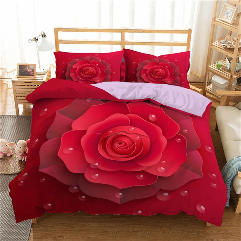 ZEIMON цветы набор постельного белья 3D с принтом(розы); пододеяльник постельное белье мягкая кровать наборы для ухода за кожей 2/3 шт. Покрывало наволочки двойной queen King Размеры