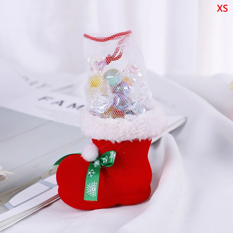Рождественский подарок, Сапожок Санты; подвесной, для конфет подарочные пакеты с рождественской ёлкой с утолщённой меховой опушкой, рождественские украшения noel, мешочек для de natal DA - Цвет: XS