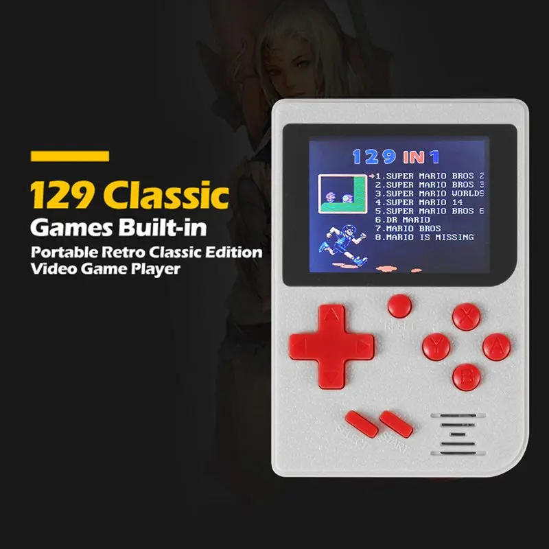 Портативный игровой 8 битный консоль плеер со встроенными 129 играми|Портативные