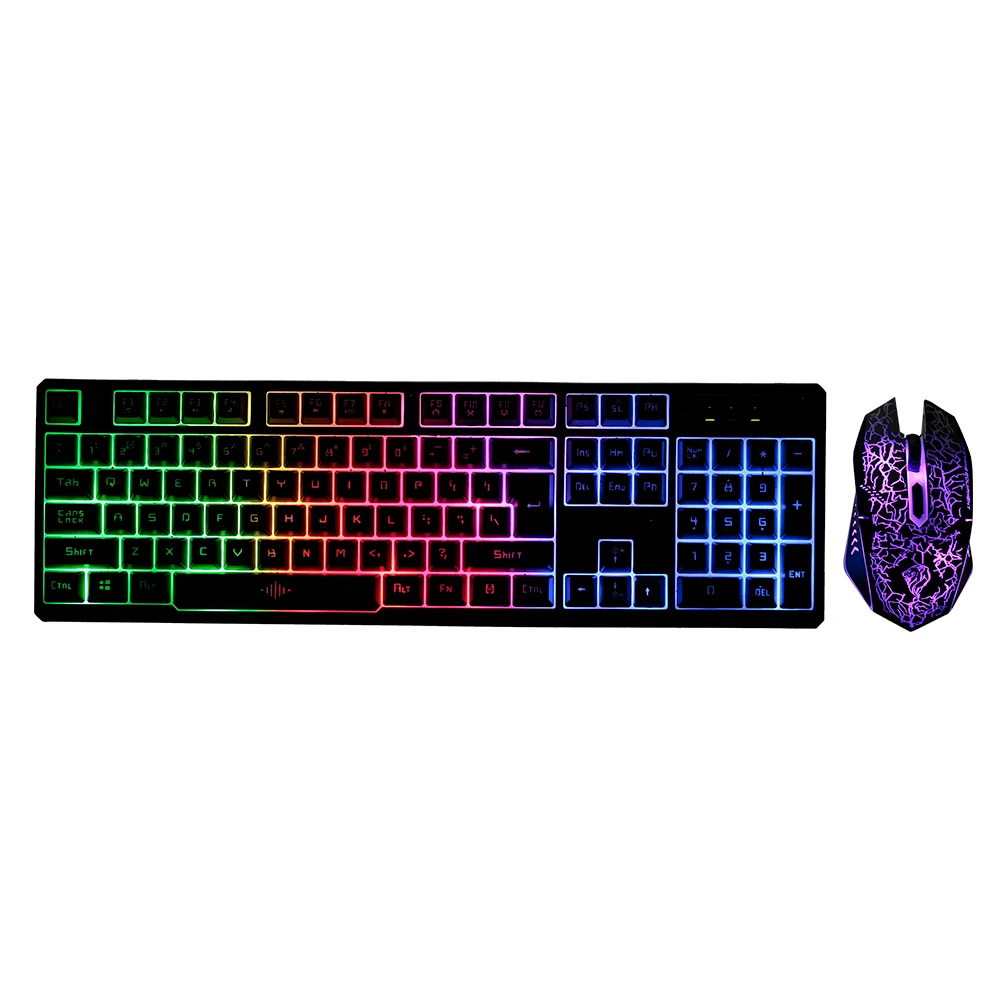 Клавиатура и мышь Combo N-Key rolover Проводная игровая мышь Бесшумная клавиатура RGB мышь 104 клавиш водонепроницаемый дизайн дыхательные огни