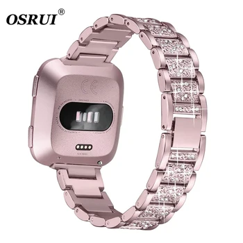 

Bling Diamond watch Band For Fitbit Versa Stainless Steel Strap women Wrist Bracelet for fitbit lite/verse 2 Band Accessories