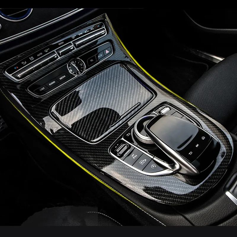 

Car Center Console Panel Protection Cover Trim 2Pcs For Mercedes Benz E Class W213 200 300l 2016-2018 Auto interior Decoration