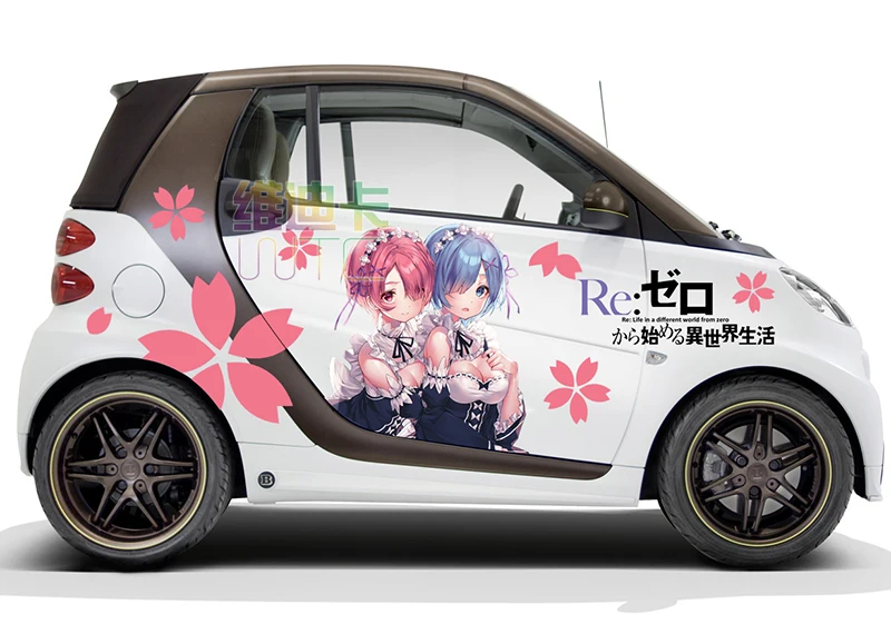Японское аниме виниловая Автомобильная наклейка Re: Zero рам и рем для двери, в виде героев мультфильмов наклейки Ralliart ралли наклейки на автомобиль автомобильные аксессуары