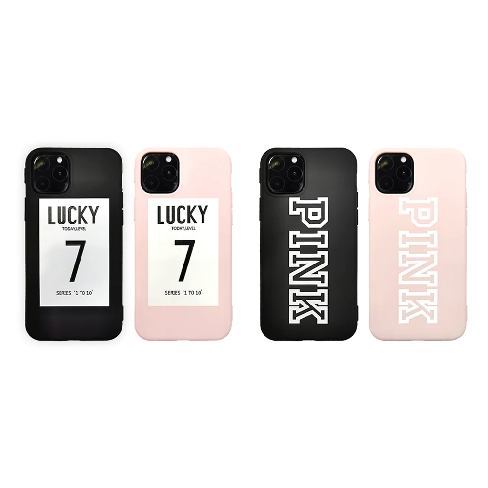 Брендовые новые розовые мягкие чехлы Lucky 7 для iPhone 11 11Pro 11ProMax X Xs XR XsMax 8Plus 8 7Plus 6 6s Plus