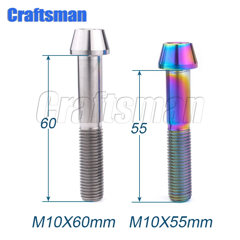 4 шт. M10x60mm M10X55mm P1.25 конусности головки Титан Ti для поездок на мотоцикле Ducati