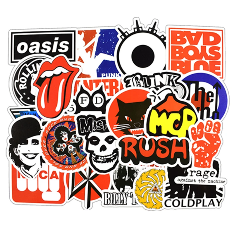 

50pcs Classic Famous Rock Band Punk Music Sticker Grean Day RHCP Dead Kennedys For Guitar Skateboard Suitcase Waterproof Decals