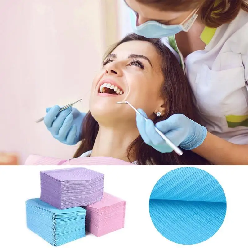 

125pcs Disposable Dentist Medical Paper Waterproof Safety Multilevel Hygiene Leak-proof Dental Oral Bib Neckerchief
